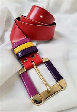 Vintage 90s faux leather red minimalist belt