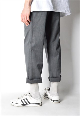 VINTAGE 90S GREY WOOL BLEND PANTS