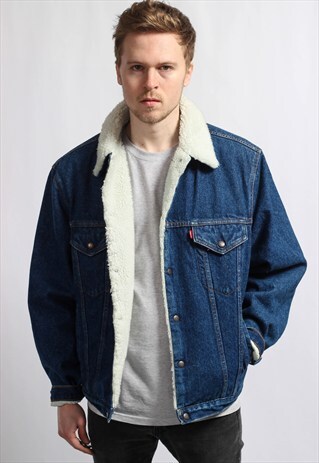 VINTAGE LEVI'S DENIM FLEECE LINED JACKET