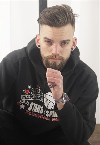 VINTAGE 90S BLACK USA SPORTS HOODIE/HOODED SWEATSHIRT
