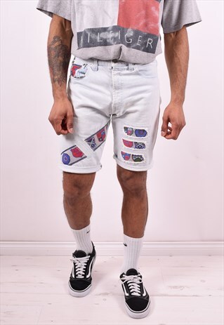 MENS VINTAGE DENIM SHORTS W30 BLUE 90'S