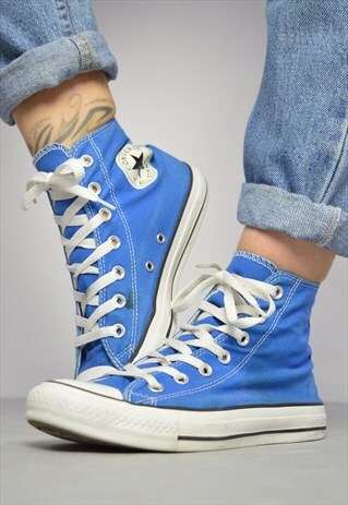 VINTAGE 90S CONVERSE BLUE HI-TOPS SNEAKERS RETRO PREPPY