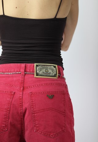 VINTAGE 90'S ARMANI HIGH WAIST MOM JEANS IN RED