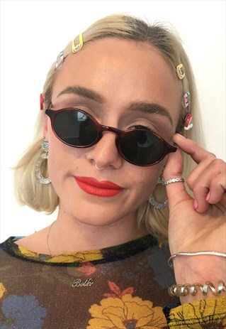 VINTAGE 90S BROWN OVAL SUNGLASSES