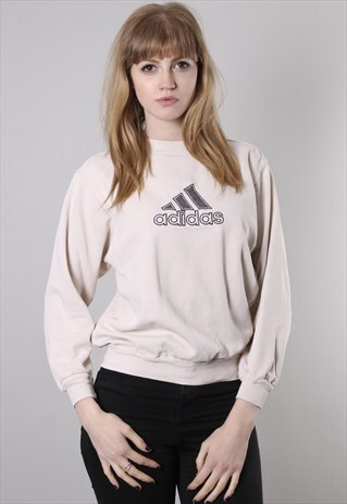 VINTAGE 90S ADIDAS CREAM LOGO SWEATSHIRT JUMPER