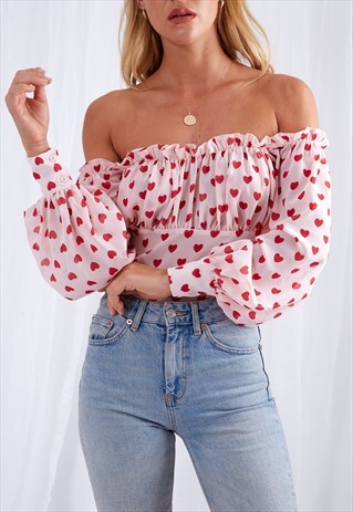 MELISSA BLOUSE - PINK HEARTS