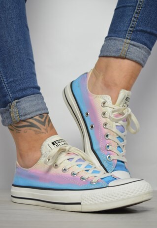VINTAGE 90S CONVERSE BLUE & PINK TIE DYE OX SHOES TRAINERS