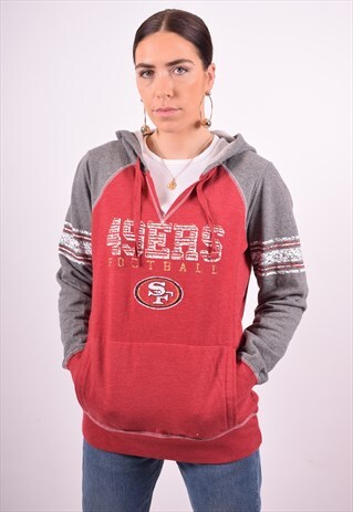 NFL WOMENS VINTAGE HOODIE JUMPER LARGE RED 90'S