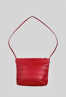 80's Vintage Soft Red Leather Ladies Shoulder Bag