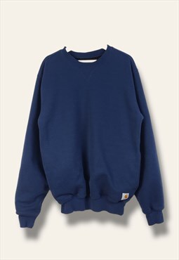 Vintage Carhartt Sweatshirt Pockets in Blue L