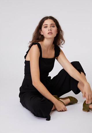 PRINCESS HIGHWAY BLACK FRILL JUMPSUIT