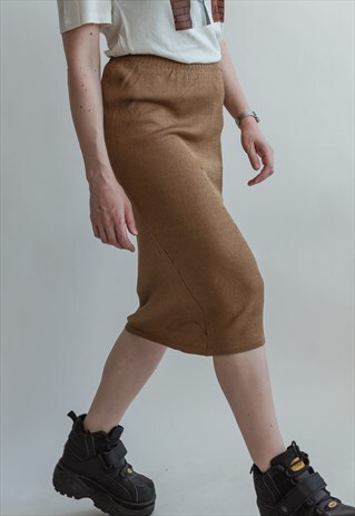 VINTAGE 80S BROWN MIDI SKIRT