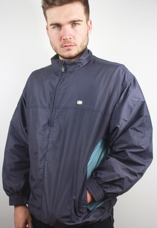 90'S RETRO NAVY 1/4 ZIP WINDBREAKER