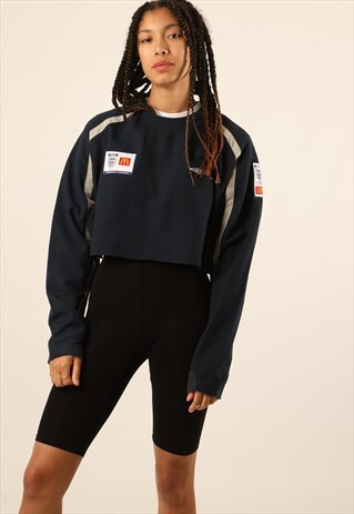 VINTAGE UMBRO EMBROIDERED LOGO CROPPED SWEATSHIRT