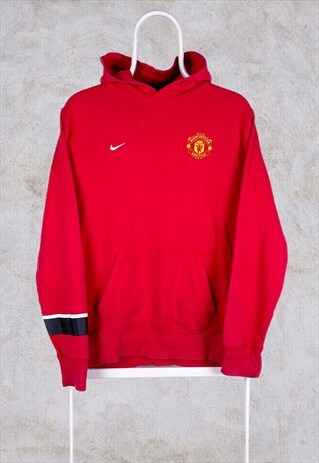 VINTAGE NIKE MANCHESTER UNITED HOODIE RED SMALL