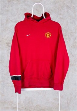 Vintage Nike Manchester United Hoodie Red Small