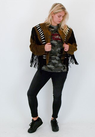 VINTAGE LEATHER FRINGE JACKET
