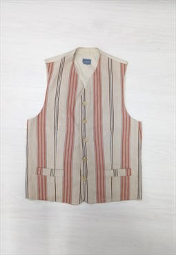 80's Vintage Kenzo Waistcoat Beige Multi Striped