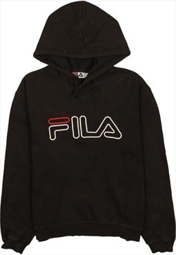 Vintage 90's Fila Hoodie Heavyweight Spellout Black XLarge