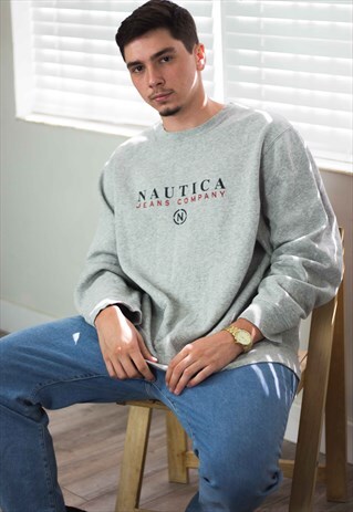 VINTAGE NAUTICA SWEATSHIRT JUMPER LOGO 90S XXL 15.9