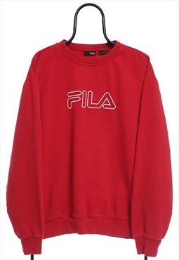 Vintage Fila Red Spellout Sweatshirt Mens