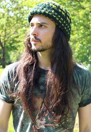 VINTAGE 90S KNIT HAT UNISEX HIPPIE HIPPY FESTIVAL KNITTED