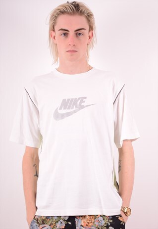 NIKE MENS VINTAGE T-SHIRT TOP LARGE WHITE 90S