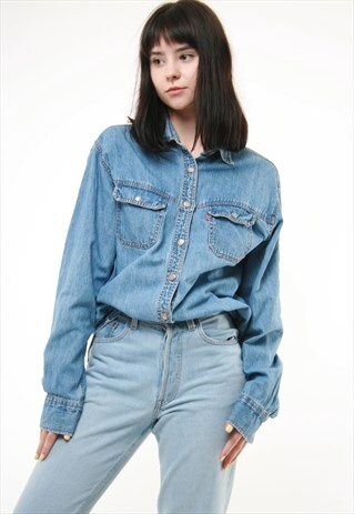 90S VINTAGE LEVI'S DENIM BLUE SHIRT 455