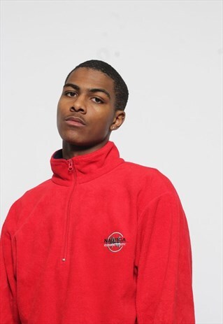 VINTAGE NAUTICA LOGO 1/4 ZIP FLEECE RED