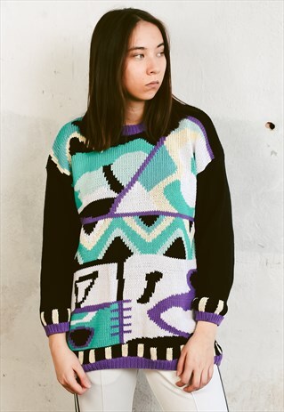 VINTAGE 80S ABSTRACT PRINT SWEATER