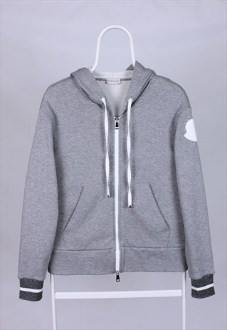 MONCLER VINTAGE HOODIE FULL ZIP RARITY LOGO GRAY M