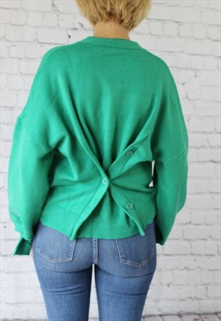 BUTTON DETAIL CARDIGAN- GREEN