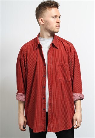 VINTAGE CORDUROY CORD SHIRT RED
