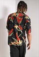 VINTAGE ABSTRACT CRAZY JAZZY PRINT SHIRT MULTI