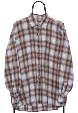 Vintage Atlas Brown Checked Flannel Shirt Mens