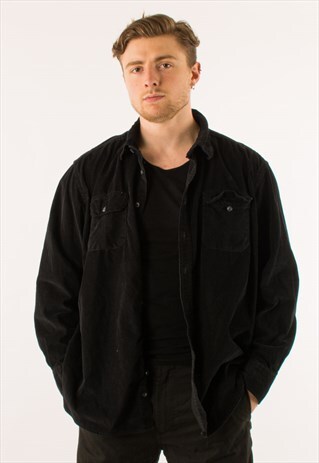 VINTAGE 90S BLACK CORDUROY SHIRT XXXL