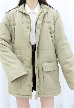 90s Vintage Beige Padded Coat Jacket