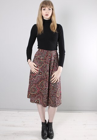 VINTAGE 80S PATTERNED MIDI SKIRT