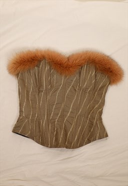 Vintage 90s furry beige corset 