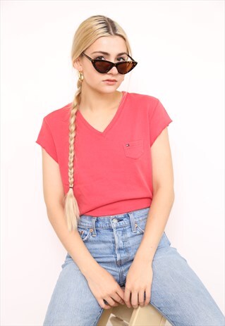 VINTAGE 90S TOMMY HILFIGER CORAL TOP T-SHIRT