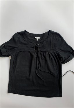 Vintage Y2K Black Cotton Striped Top Corset