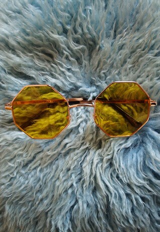 70'S YELLOW LENSE HIPPIE STYLE SUNGLASSES