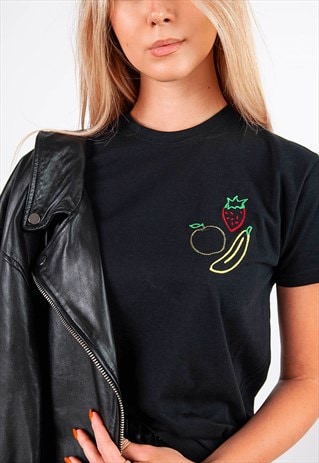 FRUIT EMBROIDERED T-SHIRT WITH EMBROIDERY