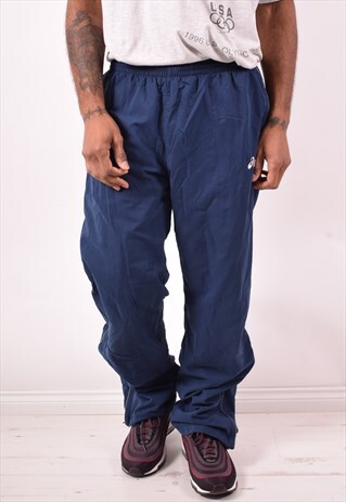 ASICS MENS VINTAGE TRACKSUIT TROUSERS XL BLUE 90S