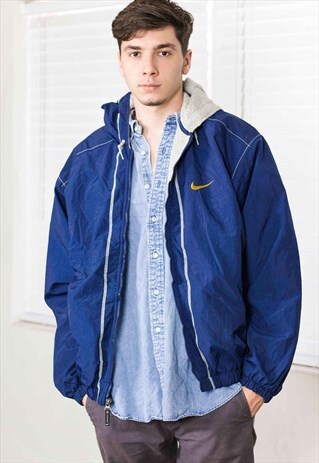 VINTAGE NIKE HOODIE JACKET LOGO 90S L 29.4