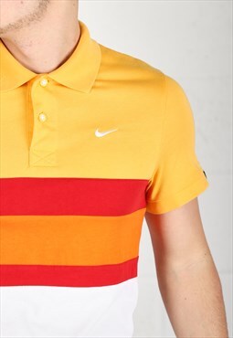Vintage Nike Polo Shirt in Orange Short Sleeve Tee Small