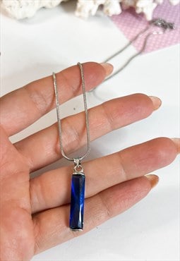 Y2K Slinky Sapphire Ingot Drop Necklace