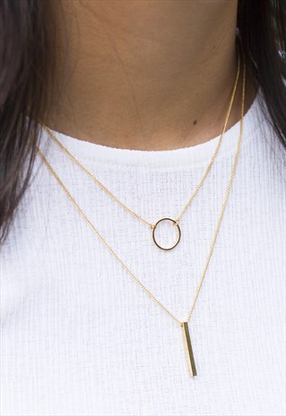 GRAPHIC LAYERING GOLD NECKLACE