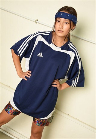 Y2K RETRO ADIDAS ATHLEISURE SPORTS T-SHIRT TEE IN BLUE