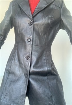 Vintage Midi Leather Jacket Trench